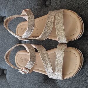 Shimmering Tan Velcro Strap Kids Sandals